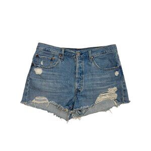 *Levis 501 Jean Shorts Womens Size 32 Mom Distressed Festival Boho Cottagecore